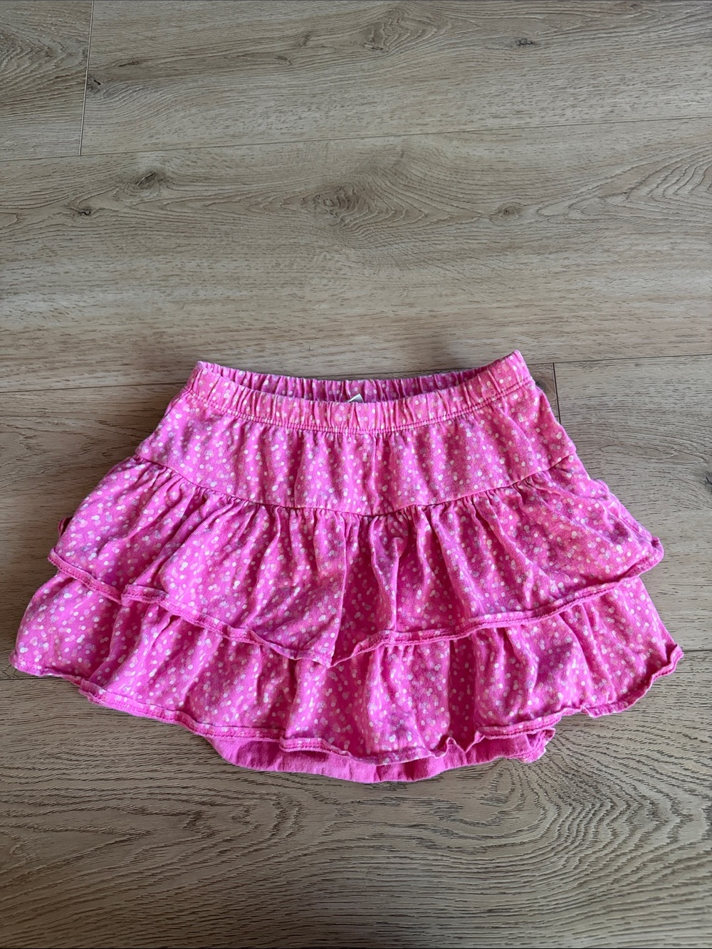 Girls Pink Tiered Dot Skirt with Elastic Waist size 7 years